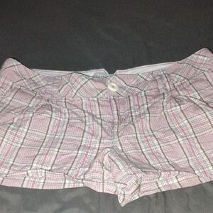 Aeropostale Pink and White Plaid Bermuda Shorts